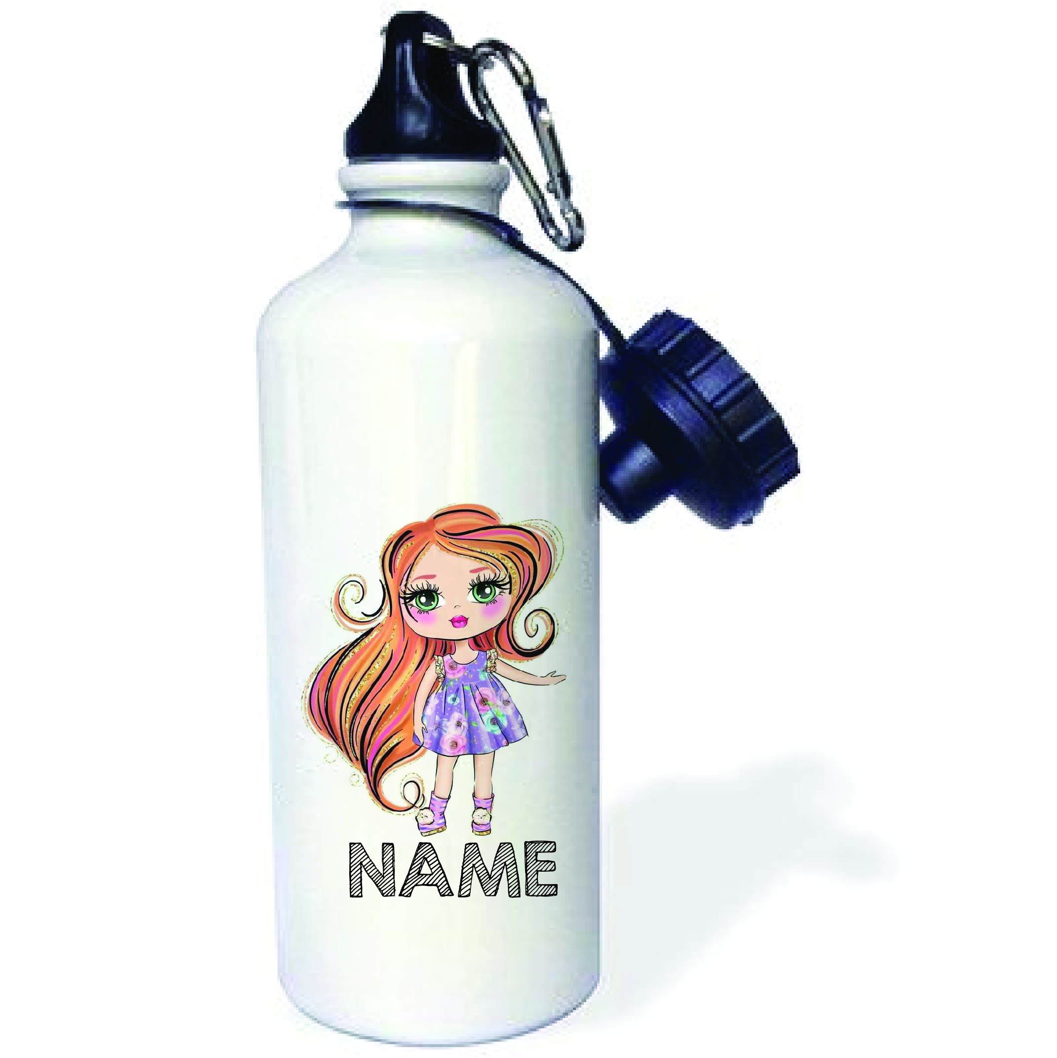 Personalised Cute Doll Aluminum Water Bottle with Name